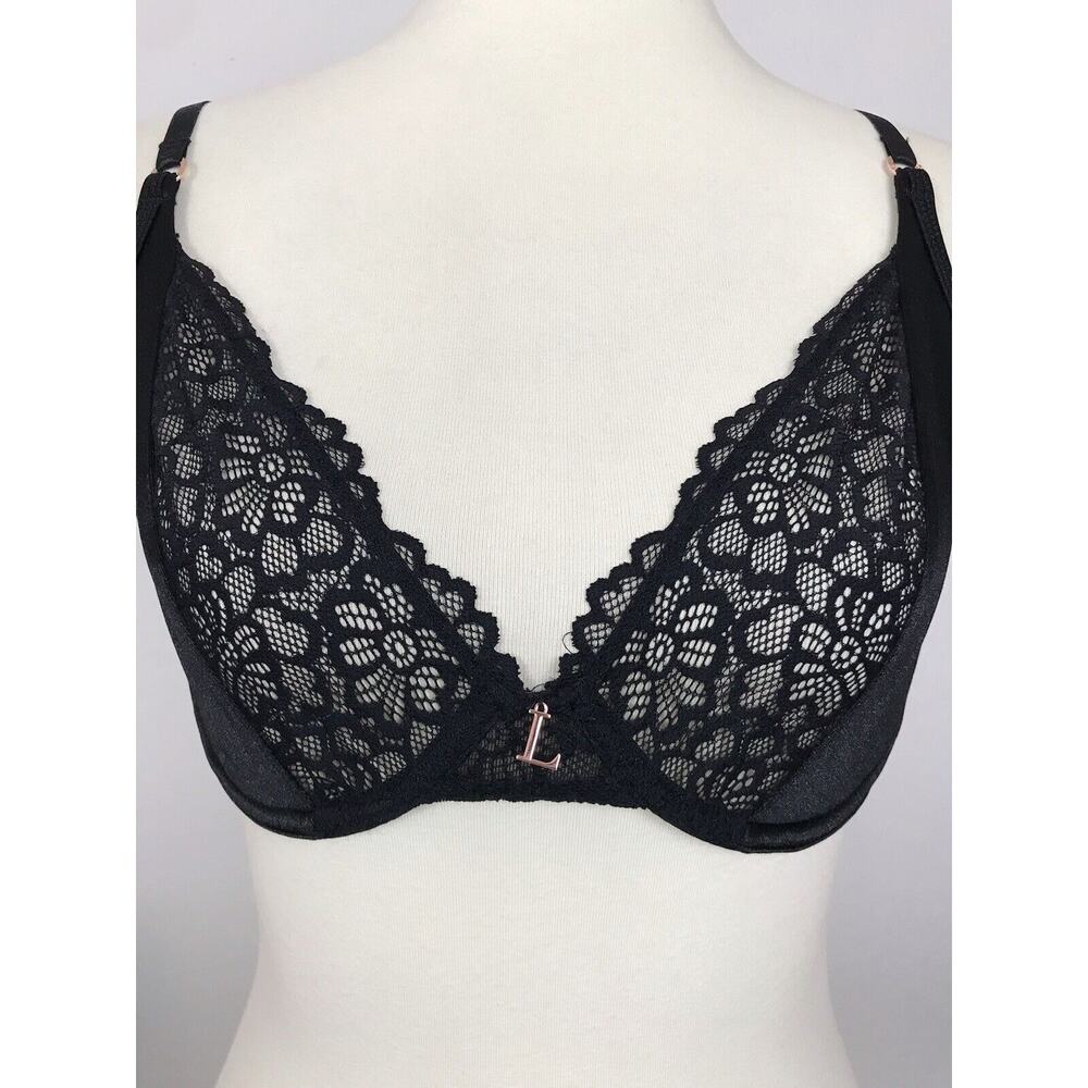 Lounge Plunge Bra Silk Balcony Satin Floral Lace Intimates Lingerie